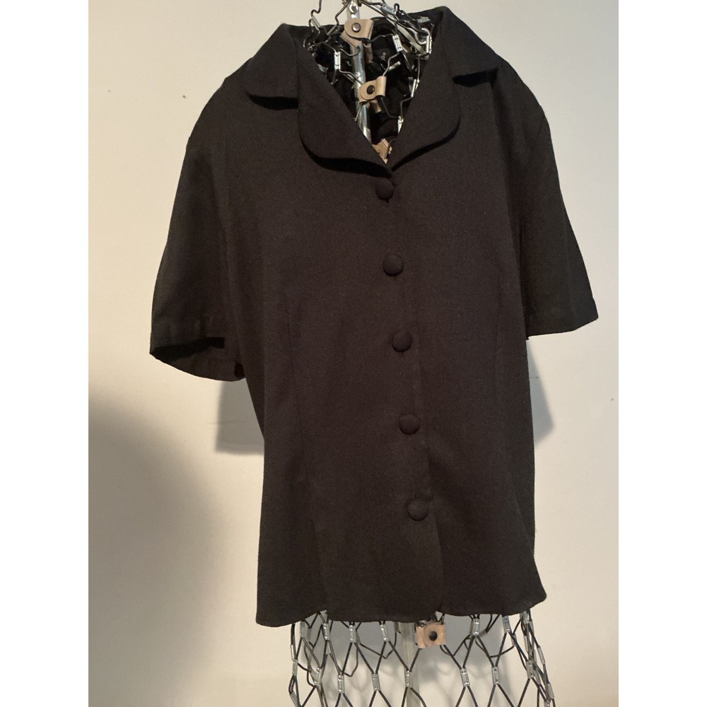 Sag Harbor Womens Black Short Sleeve Button Up Blouse S93438SR Medium